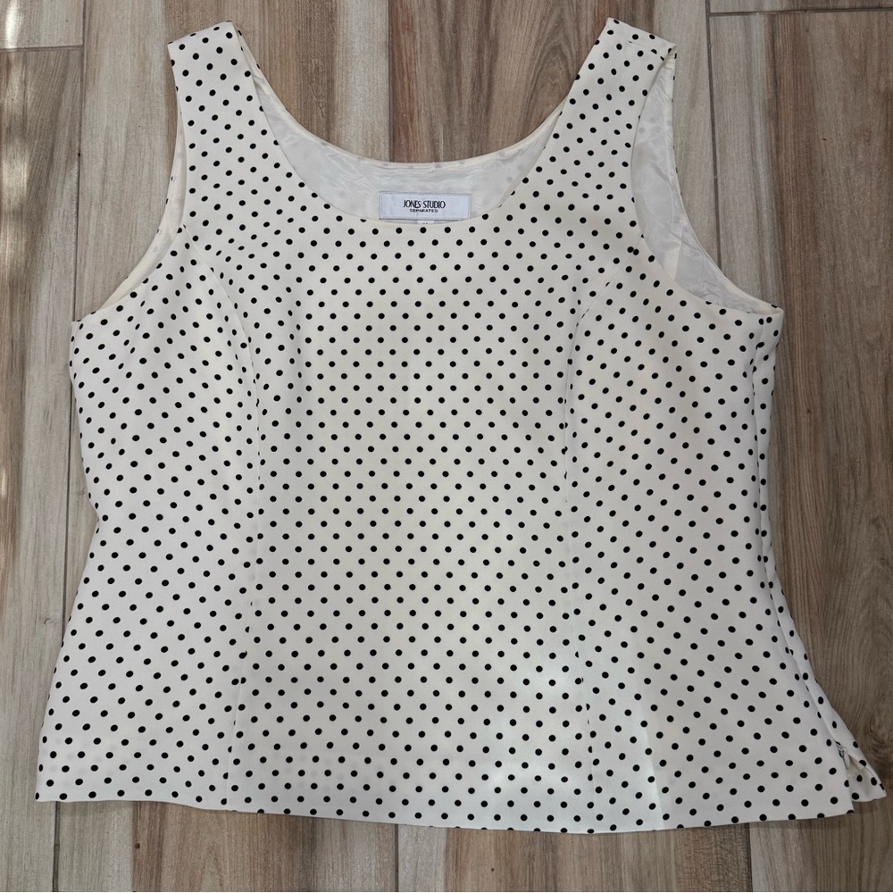 Jones Studio Separates | Black and White Polka Dot Top Size 14